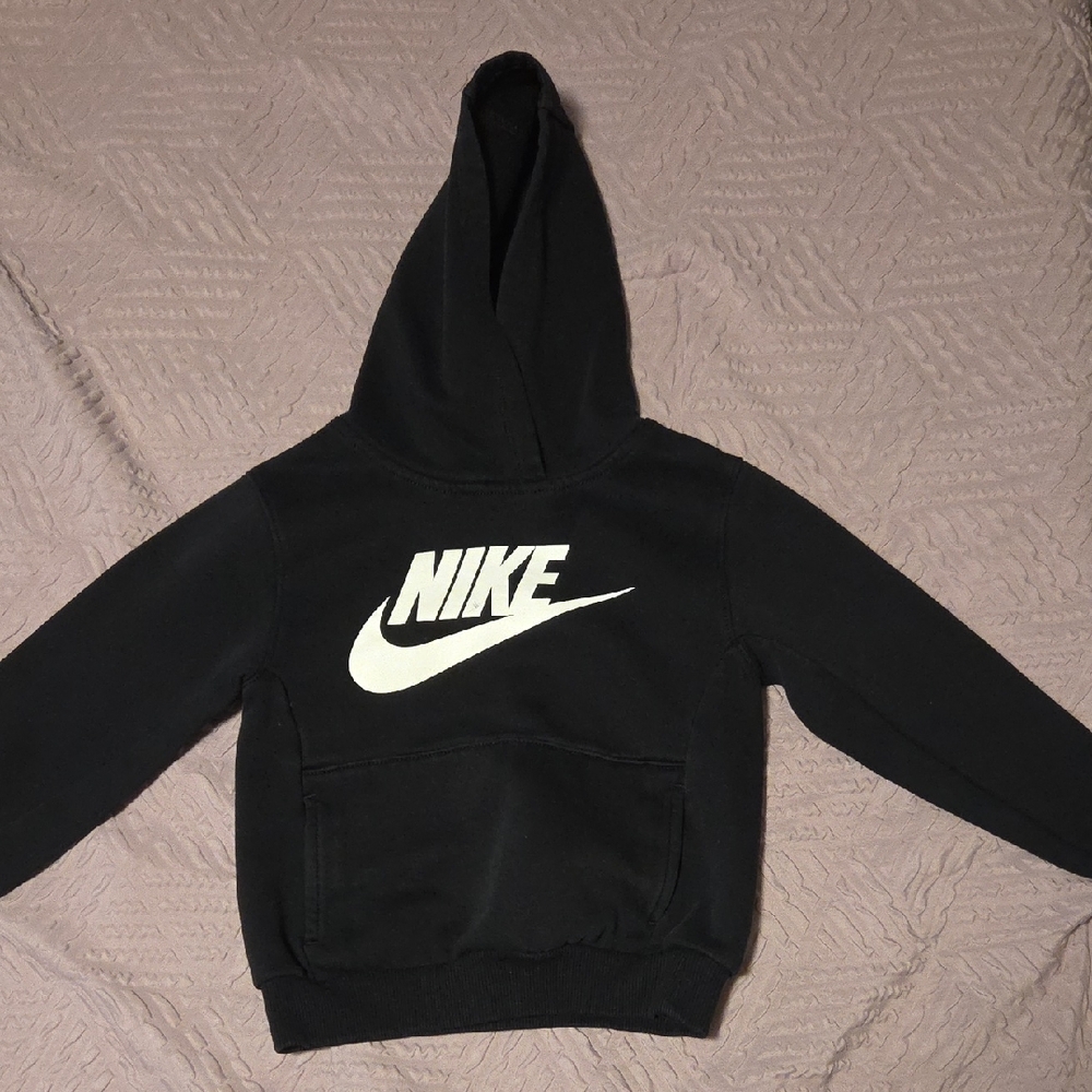 Nike Kids Black Hoodie with White Logo